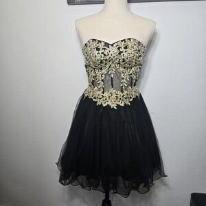 BLONDIE NITES PROM‎ DRESS SIZE 3 LACE UP BACK TULLE SKIRT CORSET TOP STRAPLESS